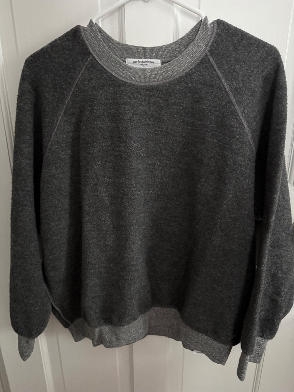 perfectwhitetee Dark Charcoal Raglan Crewneck Sweater